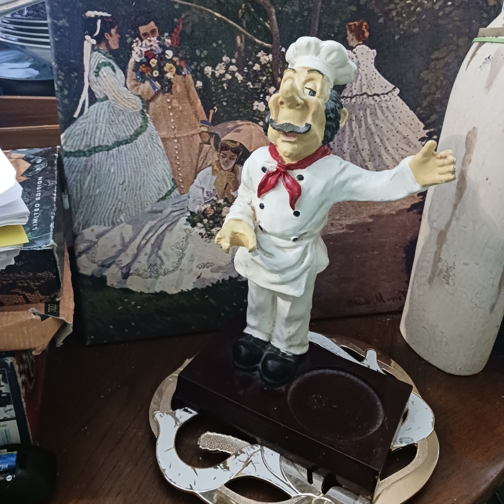 French Chef Baker Statue 17" Customizable 🥐🥖Sign Kitchen Countertop Chef 👨‍🍳